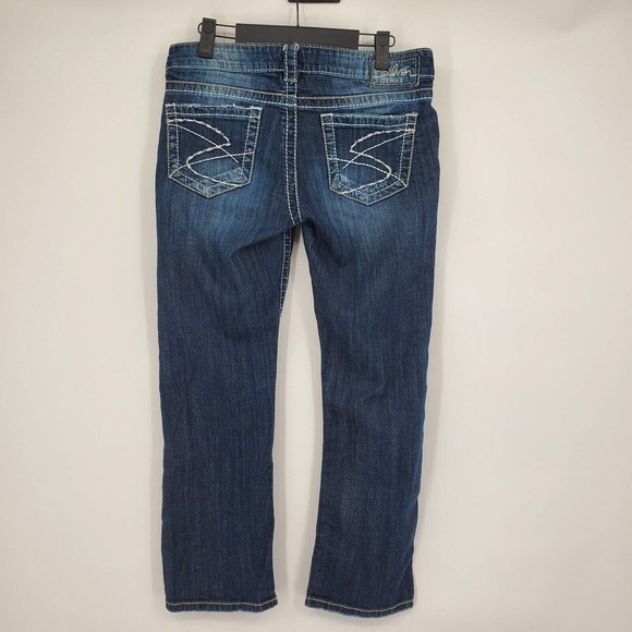 Silver Jeans Santorini Capri Pants Size 29 Blue Denim Stretch Logo Low Rise - Picture 3 of 12